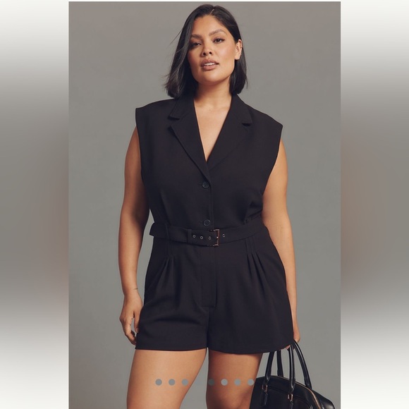 NWT Anthropologie Black Belted Romper Size 3X